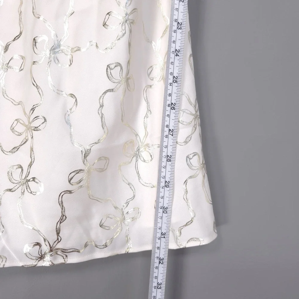 VICTORIA'S SECRET LOVESHACKFANCY New Nightgwn XS Bow Print Satin Slip Chemise